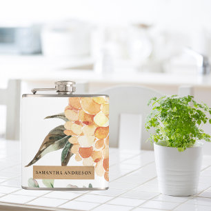 Flasques Fleurs modernes Jaune & Kraft Cadeau personnalisé