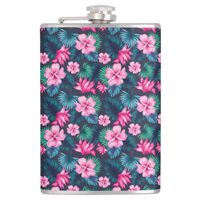 Flasques Fleurs roses avec Feuilles verts Partern-79066 (Devant)