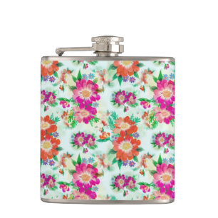 Flasques Fleurs roses et rouges florales vintage lumineuses