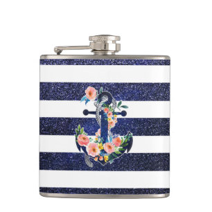 Flasques Floral anchor on striped background