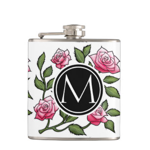 Flasques Floral élégant et monogramme
