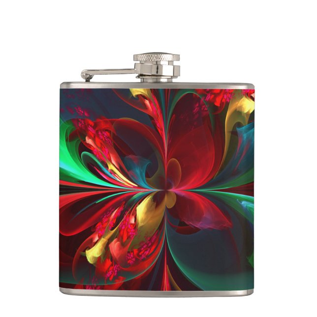 Flasques Floral moderne Art Abstrait Rouge Vert Motif #11 (Devant)