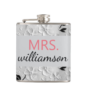 Flasques Flore noir & blanc personnalisée MRS.