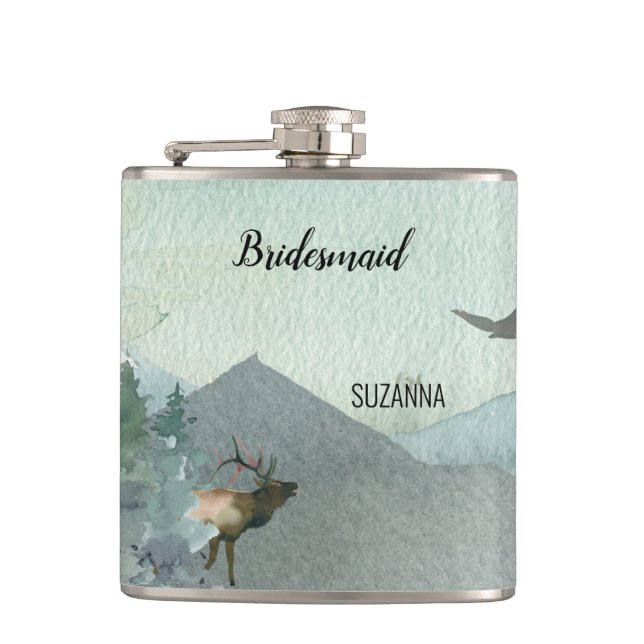 Flasques Forest Wonder Rustic Pine Bridesmaid Mariage (Devant)