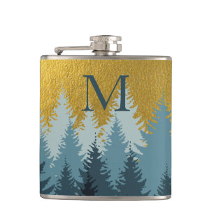 Flasques Forêt Arbres Golden Paysage Baby Monogramme