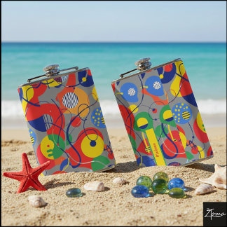 Flasques Formes abstraites de couleur primaire de fond gris