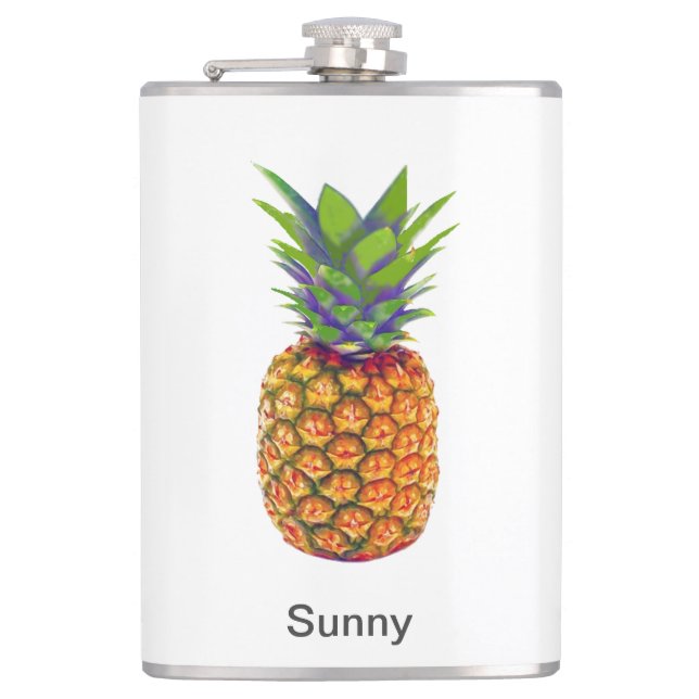 Flasques Fruit d'ananas personnalisé sur blanc (Devant)