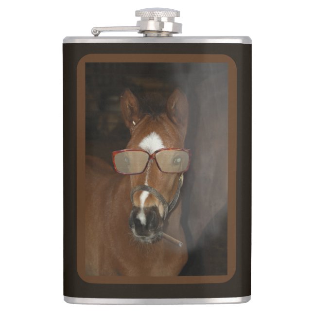 Flasques Fumer Foin de cheval humoristique Cigar Drink Flas (Devant)