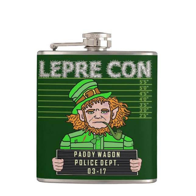 Flasques Funny Leprechaun Leprecon St patrick de Mugshot (Devant)