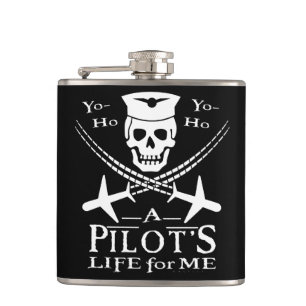 Flasques Funny Pilote Skull Cross Airplanes Pirate Humour