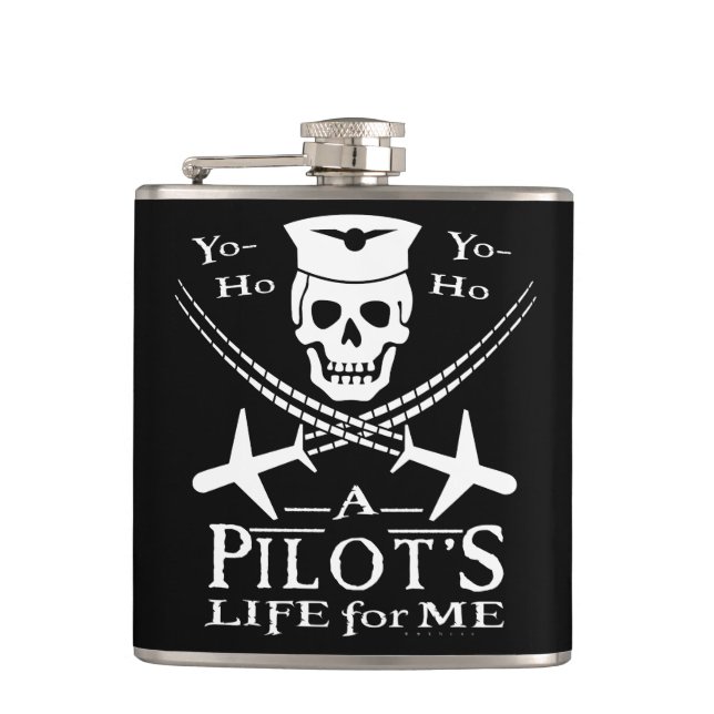 Flasques Funny Pilote Skull Cross Airplanes Pirate Humour (Devant)