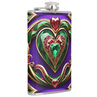 Flasques Gemstone Gold Filigree Coeur et serpent amour Vénu