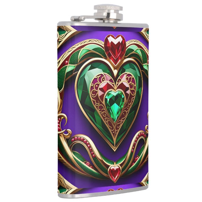 Flasques Gemstone Gold Filigree Coeur et serpent amour Vénu (Droite)