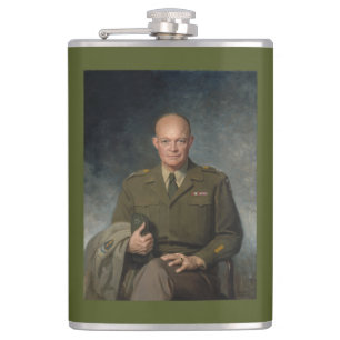 Flasques Général Dwight Eisenhower Portrait peint 5 étoiles