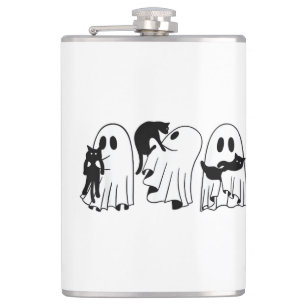 Flasques Ghost Holding Chat noir Funny Halloween Amoureux d