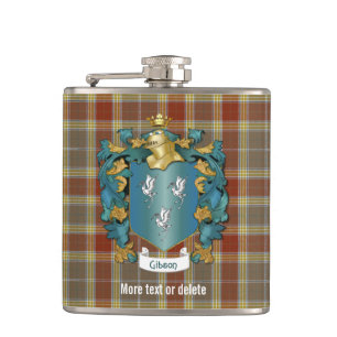 Flasques Gibson Family Crest et Tartan Plaid