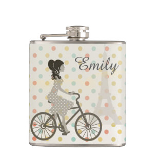 Flasques Girl équitation vélo à Paris Polka Dot personnalis