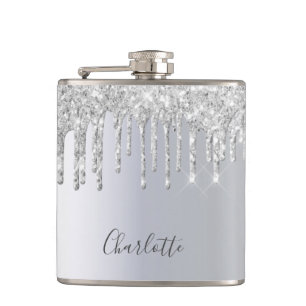 Flasques Glamour de monogramme scintillant avec des gouttes