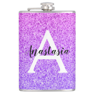 Flasques Glamour Féminin Ombré Paillettes Violet Monogramme