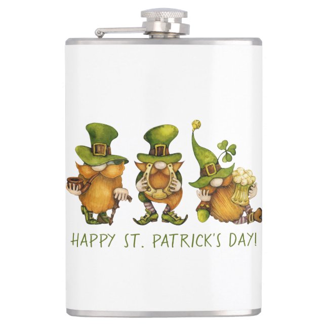 Flasques Gnomes irlandais mignons Bonne St Patrick's Day (Devant)