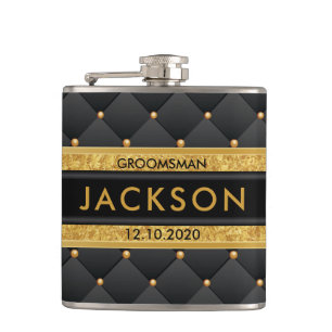 Flasques Gold et Black Groomsman sophistiqués / Best Man