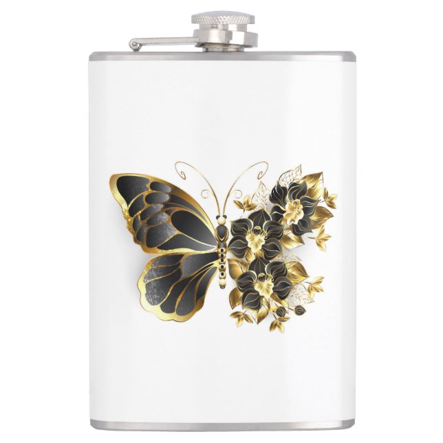 Flasques Gold flower Butterfly with Black Orchid (Devant)