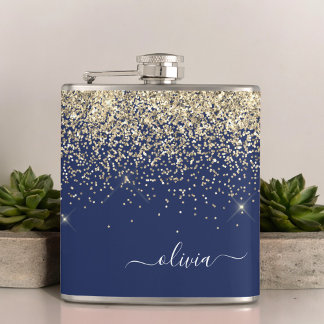 Flasques Gold Navy Blue Girl Parties scintillant étincelant