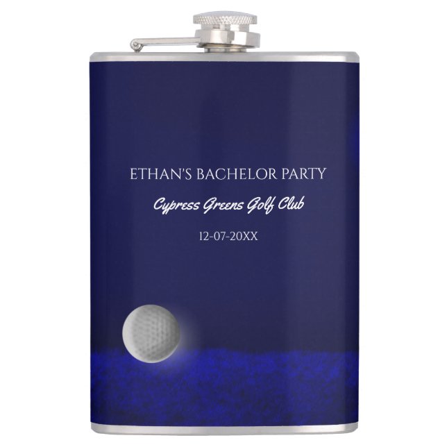 Flasques Golf Bachelor Party balle de golf et parcours bleu (Devant)