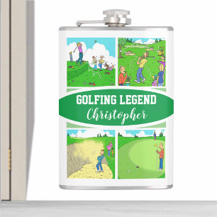 Flasques Golf Legend avec 4 Drôle Cartoons Golf