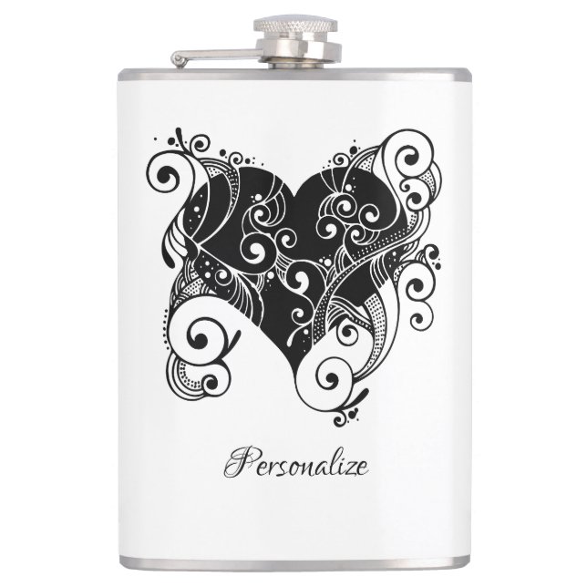 Flasques Gothique Coeur Noir Tatouage Art Design Personnali (Devant)