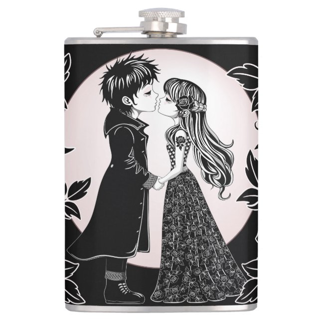 Flasques Gothique Emo Enfants Kiss Valentine's Day (Devant)