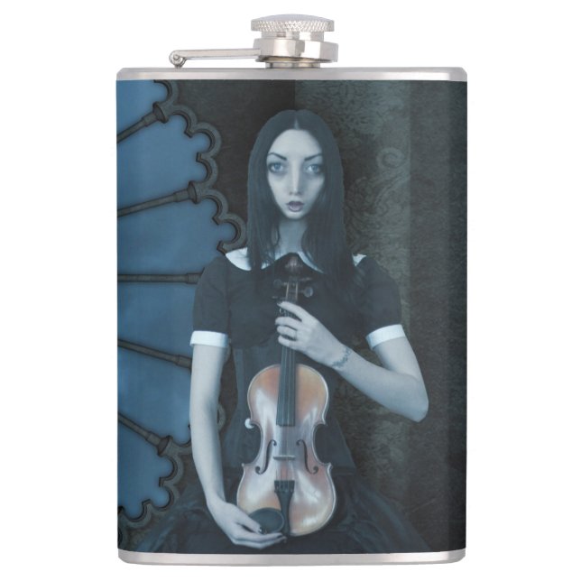 Flasques Gothique Victorian Girl tenant Violon Imaginaire f (Devant)