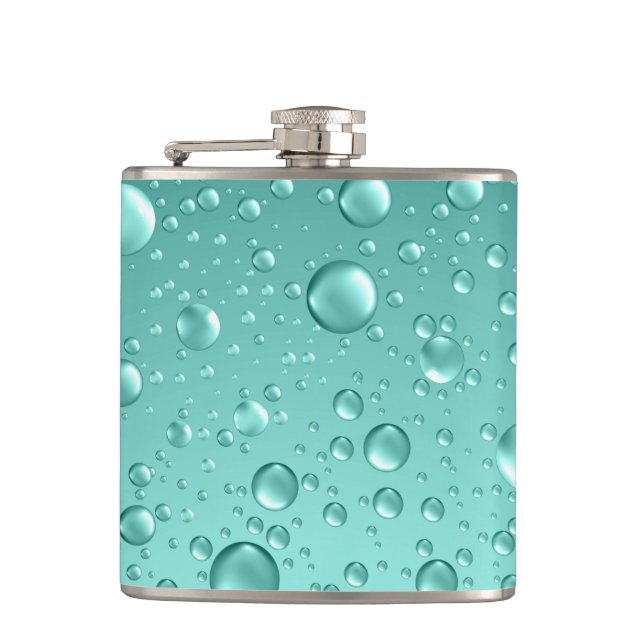 Flasques Gouttes de pluie Abstraite Turquoise-verte métalli (Devant)