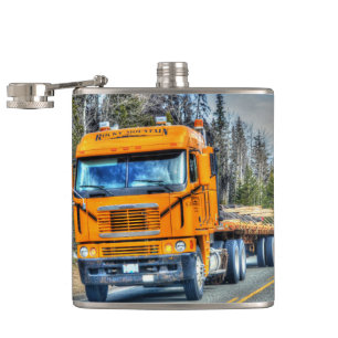 Flasques Grand camion de livraison jaune de camion de