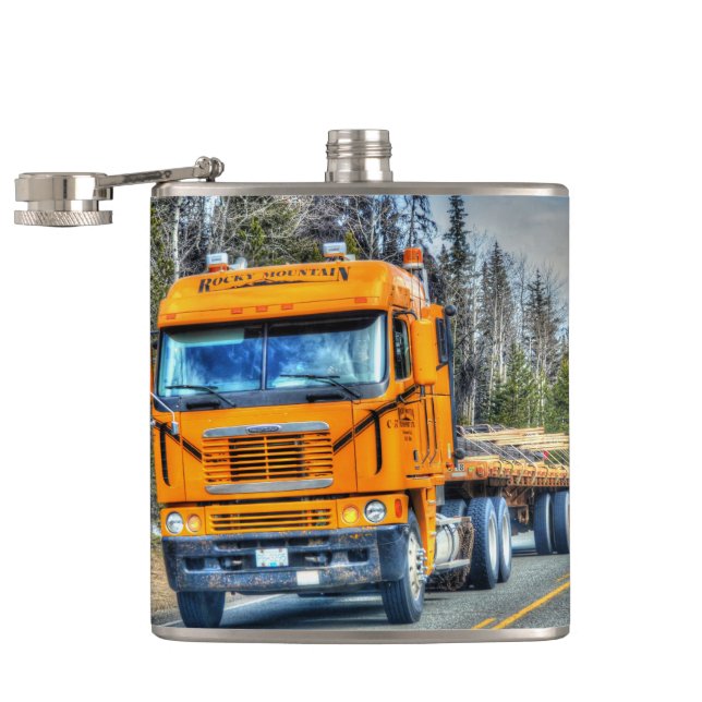 Flasques Grand camion de livraison jaune de camion de (Ouvert)