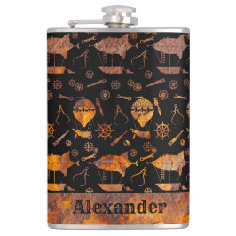 Flasques Grand Steampunk Coloré Rusty Airship Thème