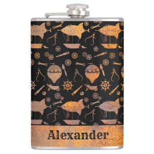 Flasques Grand Steampunk Rusty Airship Thème Personnalisé N