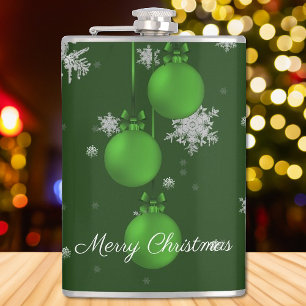 Flasques Green Christmas Ornements Flamme de Noël