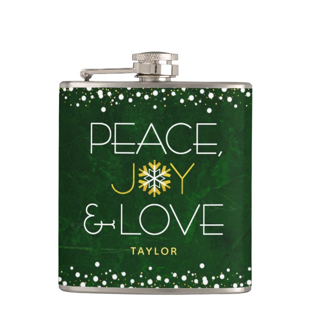 Flasques Green Peace Joie Amour Noël Flocon de neige modern (Devant)