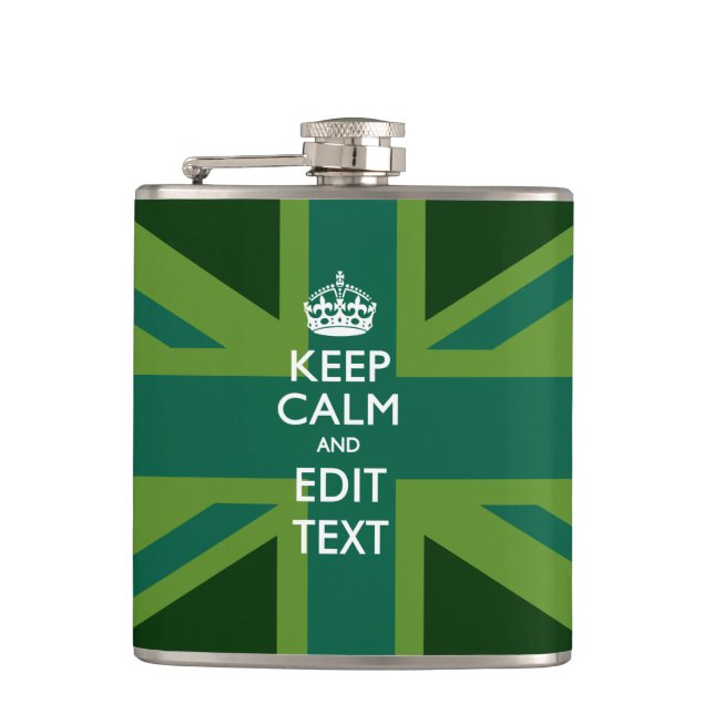 Flasques Green Teal Keep Calm And Have Your Text Union Jack (Devant)
