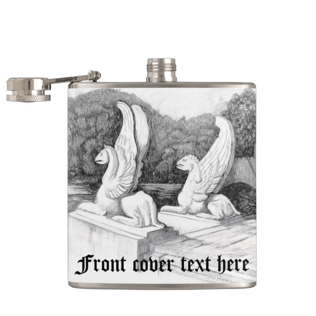Flasques Griffins sculpté crayon monochrome Art (Ouvert)