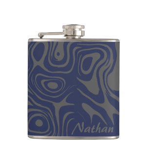 Flasques Gris et bleu motif abstrait personnalisable