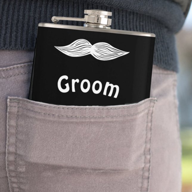 Flasques Groom Mustache Hipster Mariage (Créateur téléchargé)