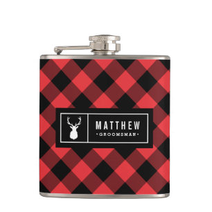 Flasques Groomsman de Buffalo Plaid