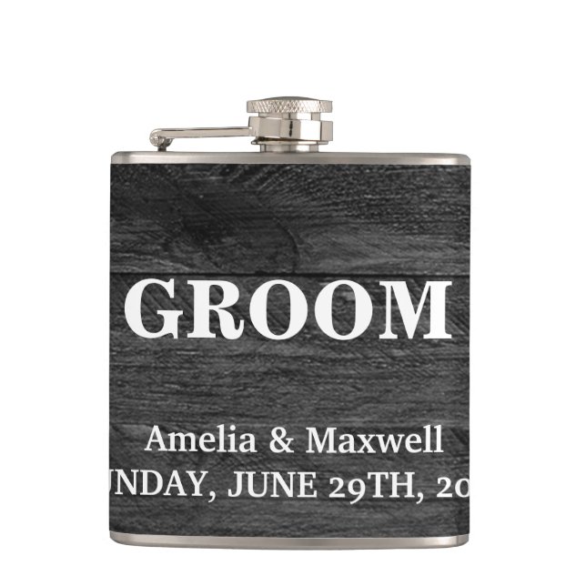Flasques Groomsman en bois noir (Devant)