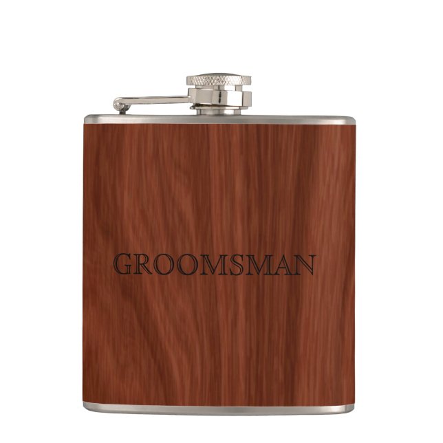 Flasques Groomsman Rustic Mariage | Bois (Devant)