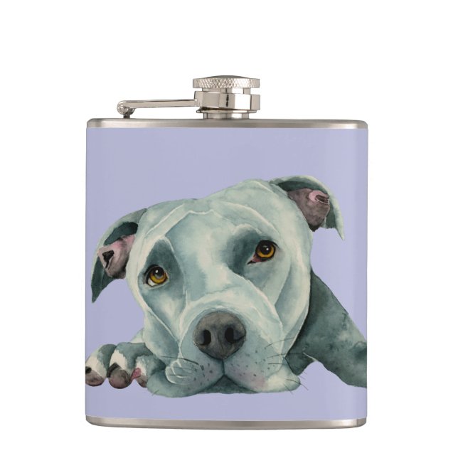 Flasques Gros Tête - Pit Bull Dog Aquarelle Peinture (Devant)