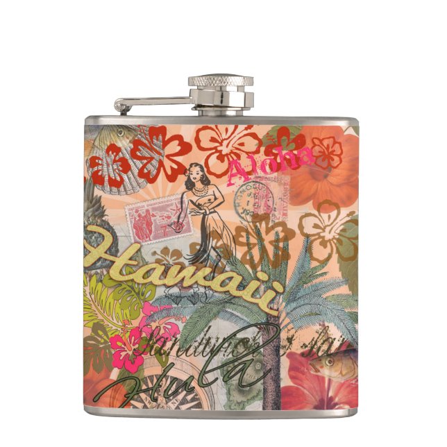 Flasques Hawaii Hula Fleur Voyage Vintage (Devant)