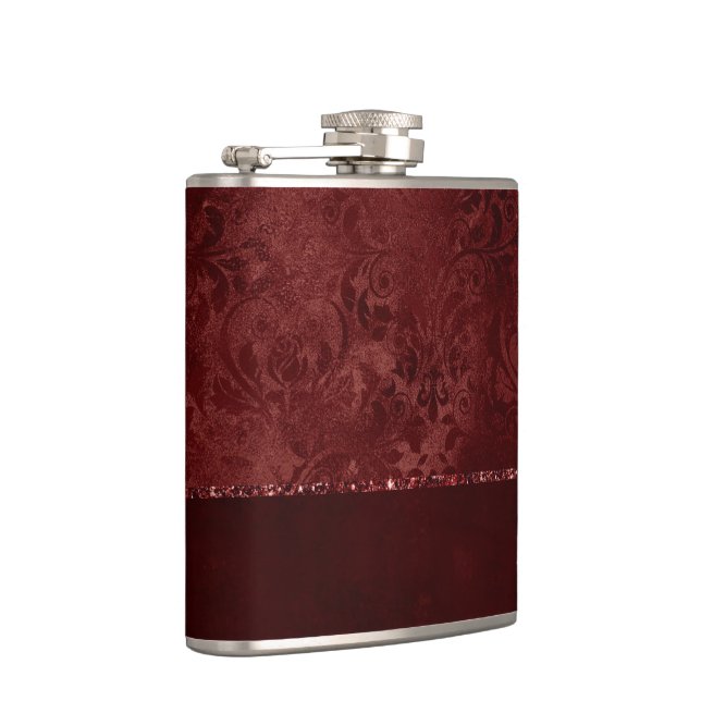 Flasques Henné Romance | Red Satiny Grunge Damask (Droite)