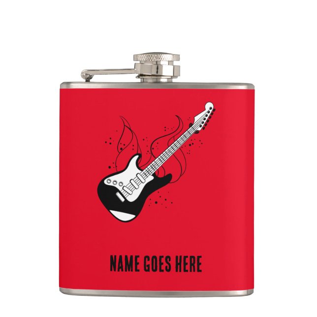 Flasques Hip Flask avec guitare - nom de la personnaliser (Devant)